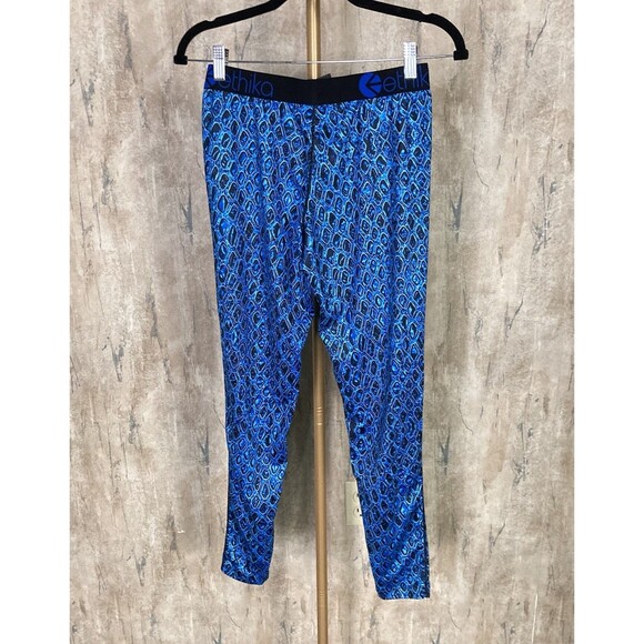 Ethika Womens Sz Medium Blue Geometric Skinny Leg Athletic Modal Leggings EUC - Picture 3 of 6